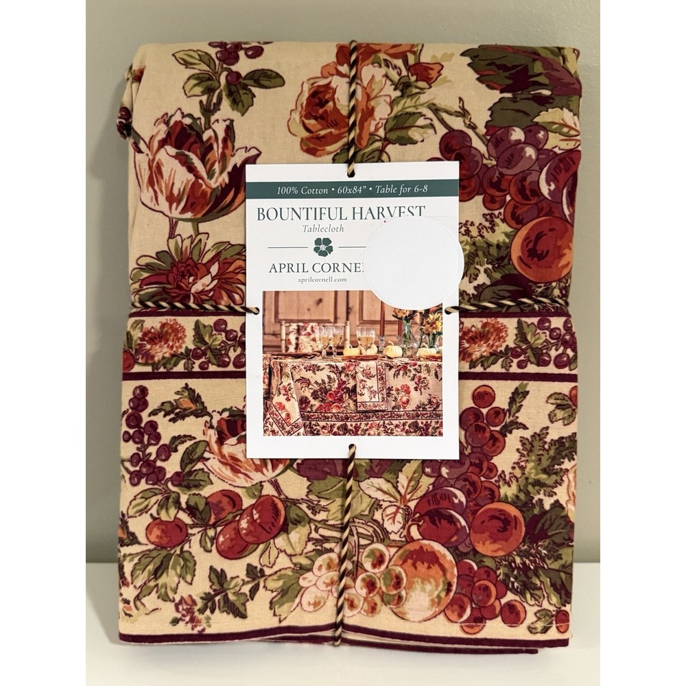 NEW April Cornell Fabric Tablecloth Fall BOUNTIFUL HARVEST 60" x 84" Rectangular